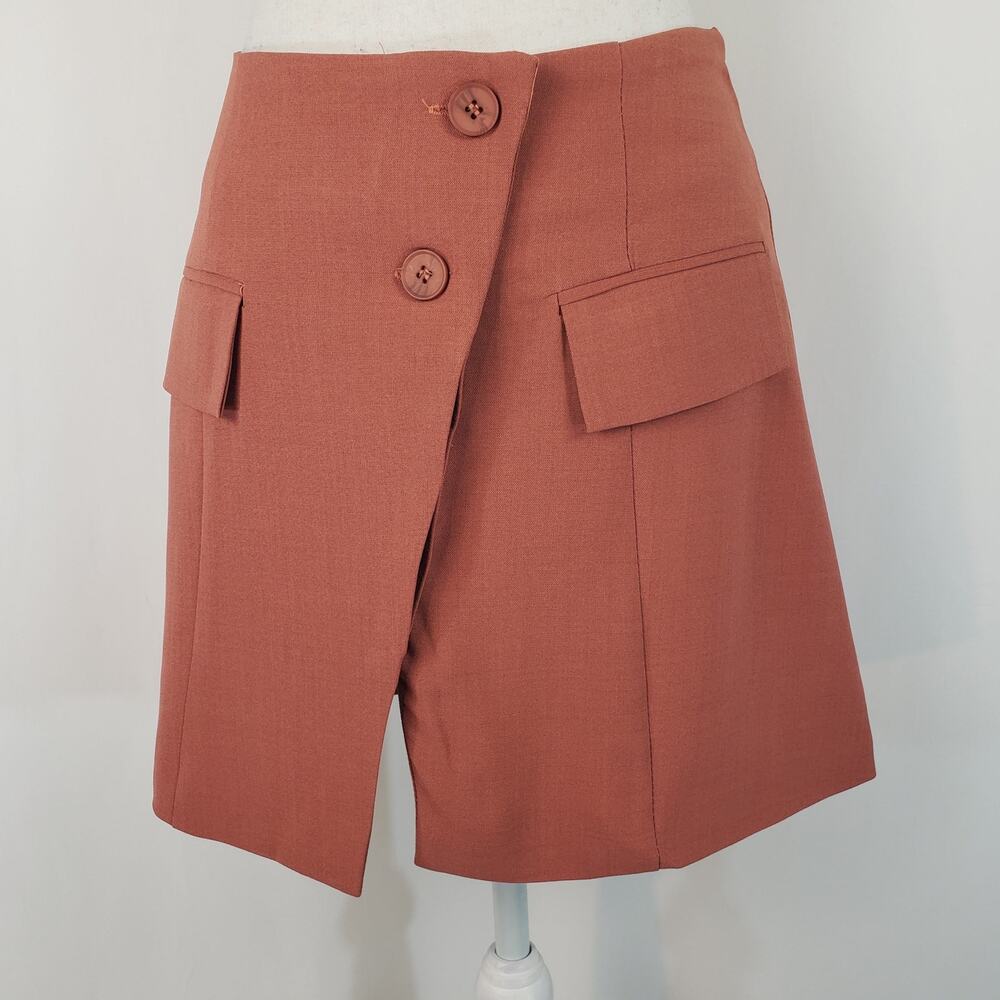 NWT WEWOREWHAT Asymmetrical Button Front Pocket Split Hem Blazer Mini Skirt XS - Picture 3 of 11